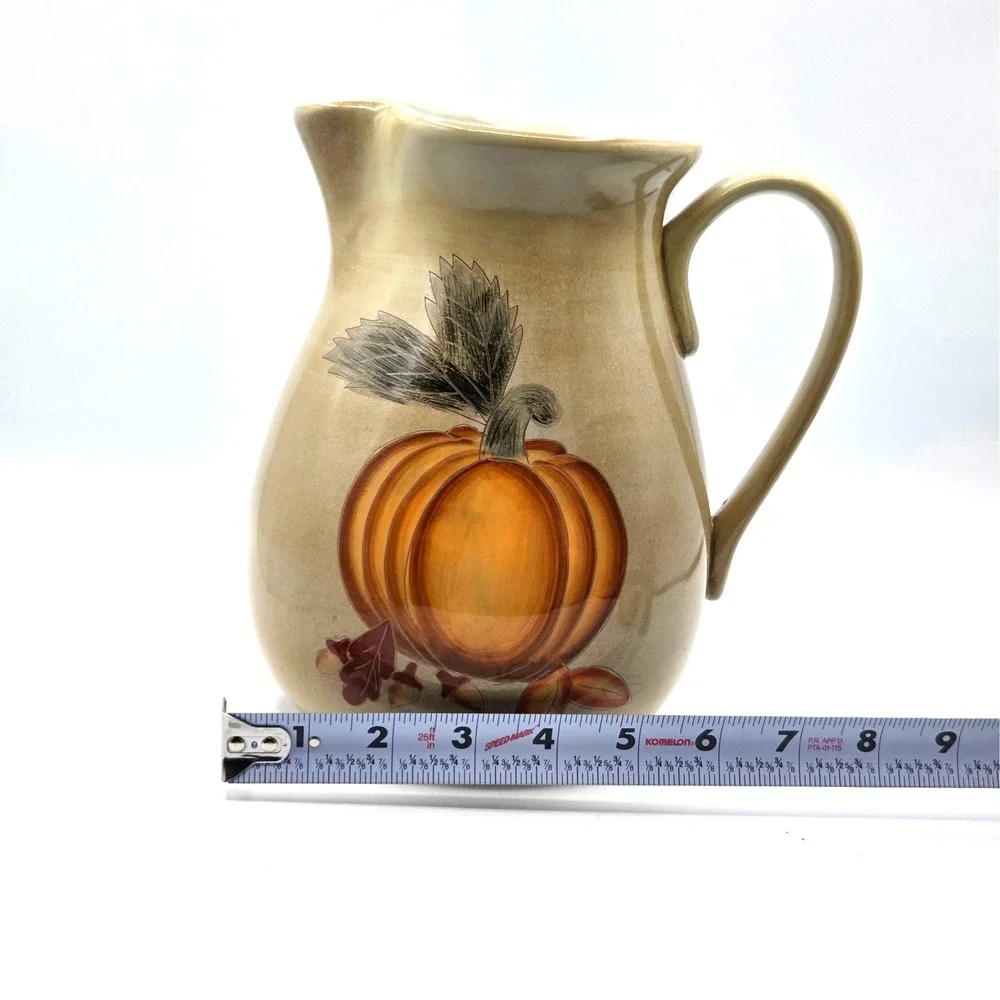 HARVEST 2004 CLAY PITCHER-THANKSGIVING FALL AUTUMN PUMPKIN POTTERY HOME DECOR‎